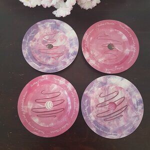 Vintage Goddess of Chocolate 8” Dessert Plates Set of 4 Pink Purple 2004 CIB